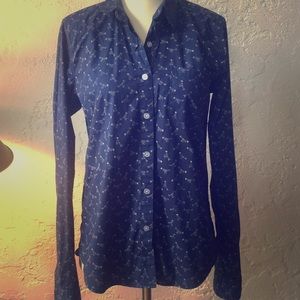 Steven Alan indigo dyed blue bird button down